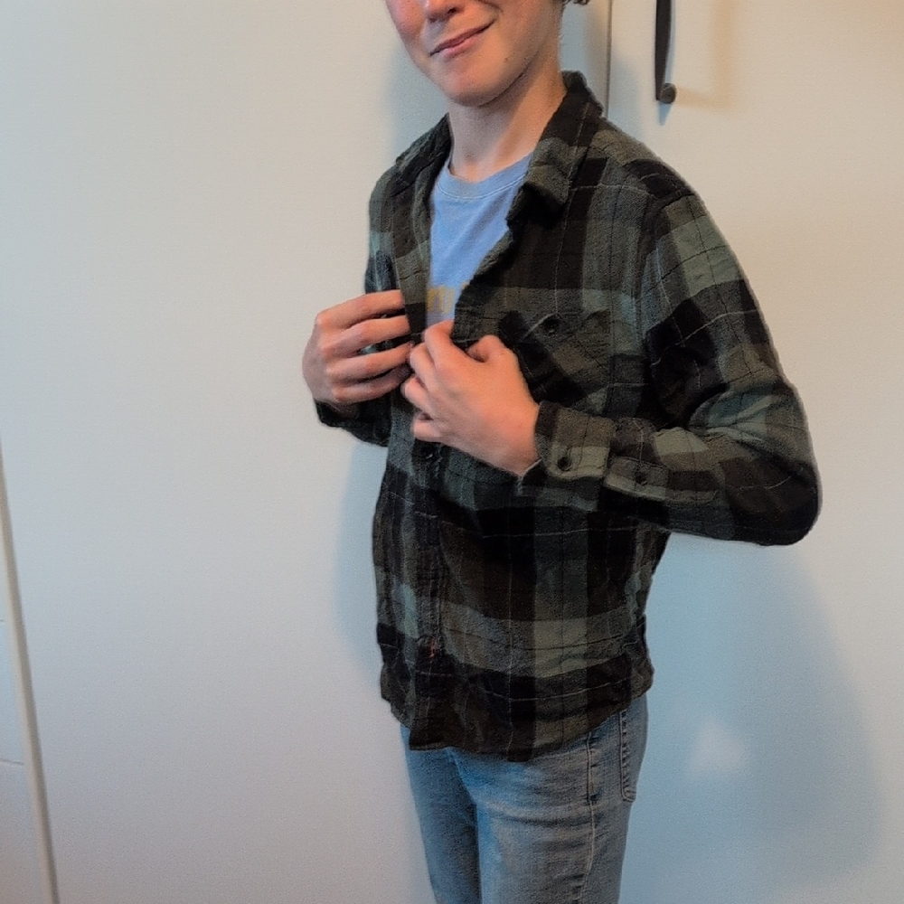 Sonoma Green and Black Plaid Shirt